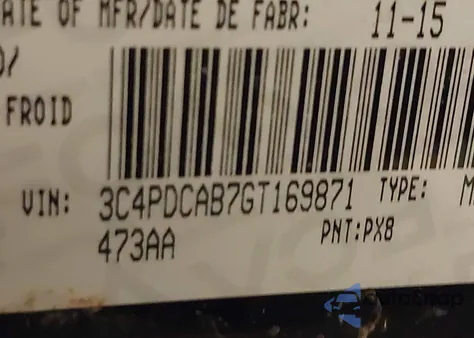 2016 Dodge Journey Cvp/Se Plus z USA, uszkodzony, nr VIN 3C4PDCAB7GT169871